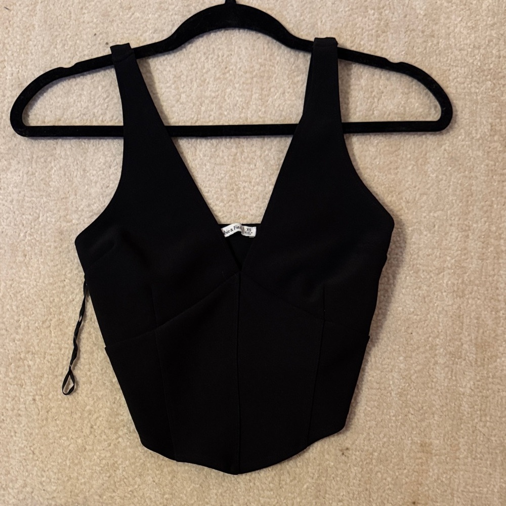 Abercrombie & Fitch Black V-Neck Crop Top